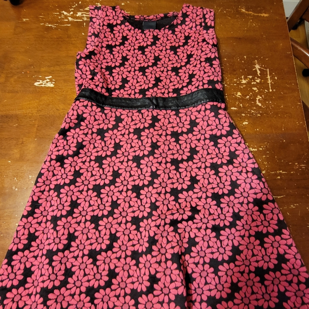 Pink and Black Floral Kids Dress